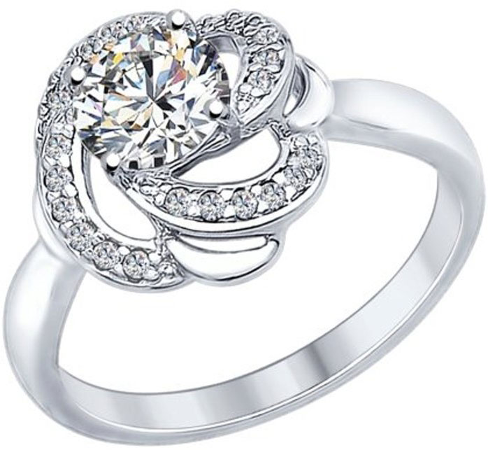 Серебряное кольцо SOKOLOV 89010049 с фианитом Swarovski, фианитами