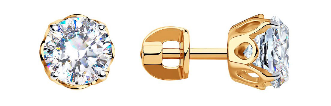 Серебряные серьги-пусеты (гвоздики) SOKOLOV 89020083 с фианитами Swarovski