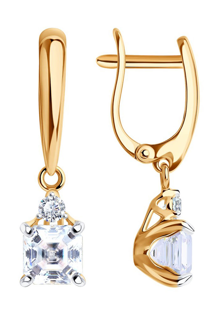 Серебряные серьги с подвесками SOKOLOV 89020085 с фианитами Swarovski