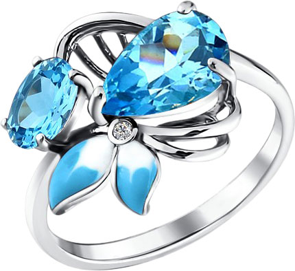 Серебряное кольцо SOKOLOV 92010494 с топазами, фианитом