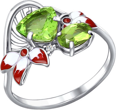 Серебряное кольцо SOKOLOV 92010503 с хризолитами, фианитом