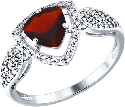 Серебряное кольцо SOKOLOV 92010775 с гранатом, фианитами
