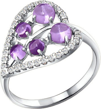 Серебряное кольцо SOKOLOV 92010853 с аметистами, фианитом