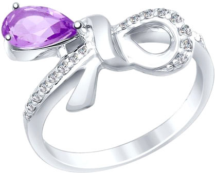 Серебряное кольцо SOKOLOV 92011422 с аметистом, фианитами