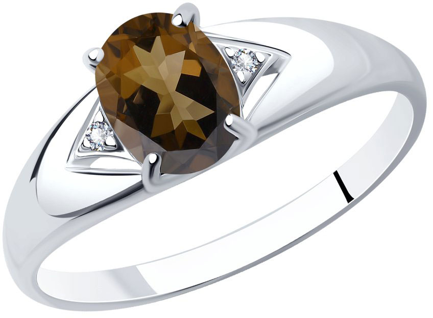 Серебряное кольцо SOKOLOV 92011507 с раухтопазом, фианитами