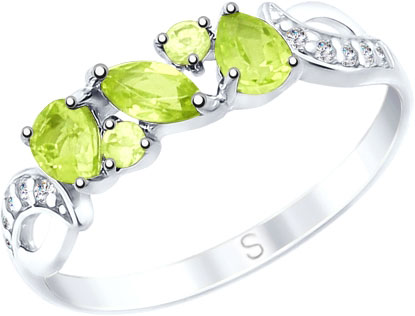 Серебряное кольцо SOKOLOV 92011592 с хризолитами, фианитами