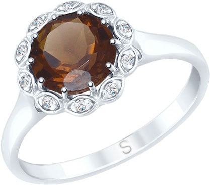 Серебряное кольцо SOKOLOV 92011640 с раухтопазом, фианитами