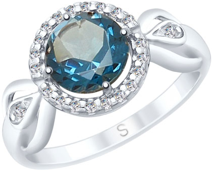 Серебряное кольцо SOKOLOV 92011674 с топазом, фианитами