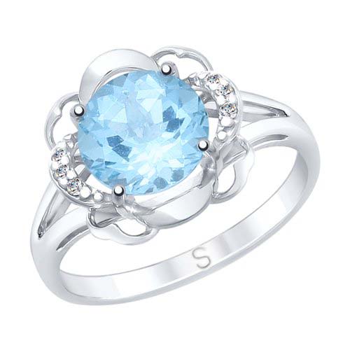Серебряное кольцо SOKOLOV 92011737_s c топазом, фианитом