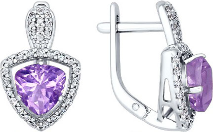 Серебряные сережки SOKOLOV 92020923 с аметистами, фианитами