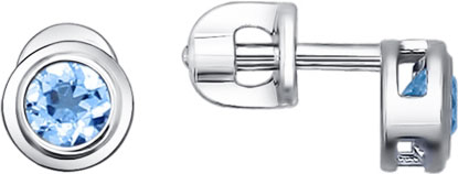 Серебряные серьги-пусеты (гвоздики) SOKOLOV 92021081 с топазами