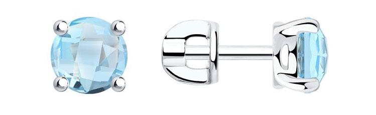 Серебряные серьги-пусеты (гвоздики) SOKOLOV 92021130 с топазами