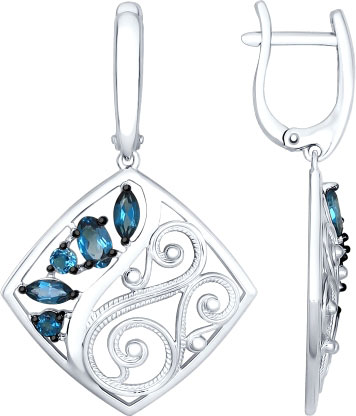 Серебряные серьги с подвесками SOKOLOV 92021472 с топазами