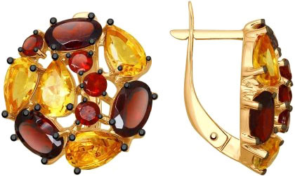 Серебряные серьги SOKOLOV 92021574 с гранатами, цитринами