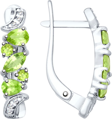 Серебряные серьги SOKOLOV 92021780 с фианитами, хризолитами