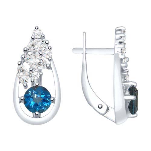 Серебряные серьги SOKOLOV 92021843_s c топазом, фианитом