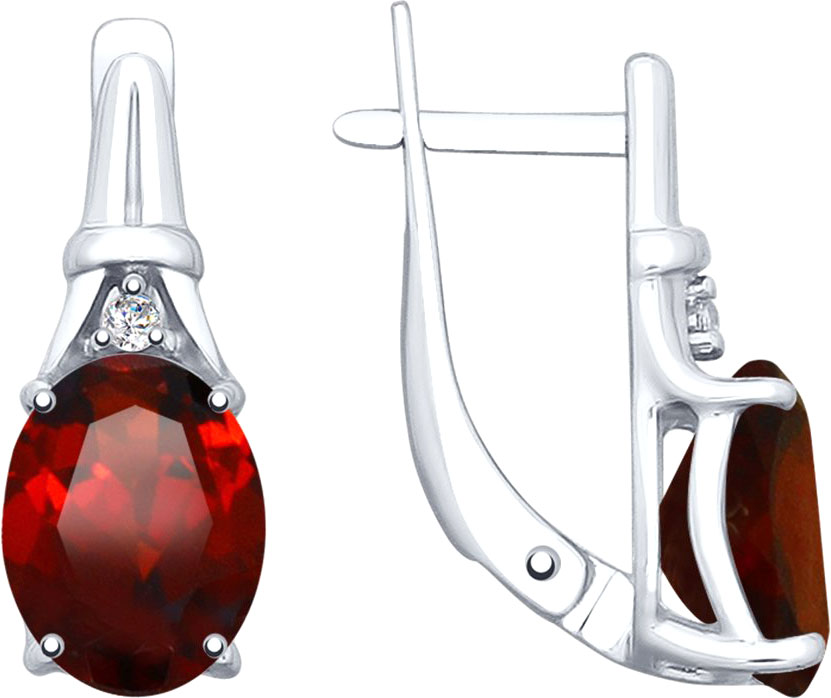 Серебряные серьги SOKOLOV 92022025 с гранатами, фианитами