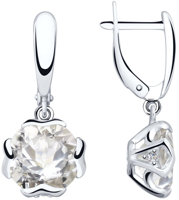 Серебряные серьги с подвесками SOKOLOV 92022046 с горным хрусталем, фианитами