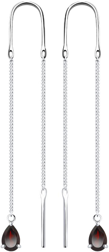 Серебряные серьги продевки SOKOLOV 92022187 с гранатами