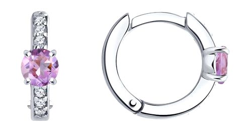 Серебряные серьги SOKOLOV 92022417 с аметистами, фианитами