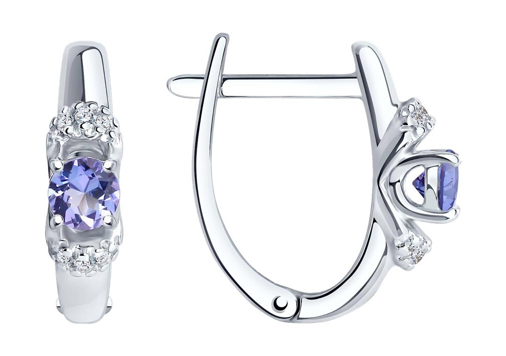 Серебряные серьги SOKOLOV 92025271 с танзанитами, фианитами