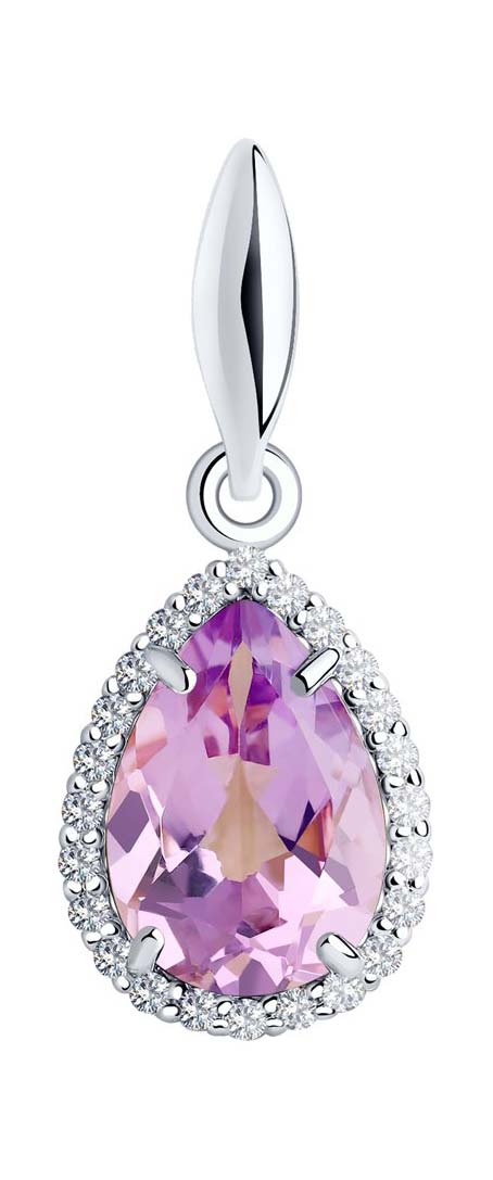 Серебряная подвеска SOKOLOV 92030324 с аметистом, фианитами