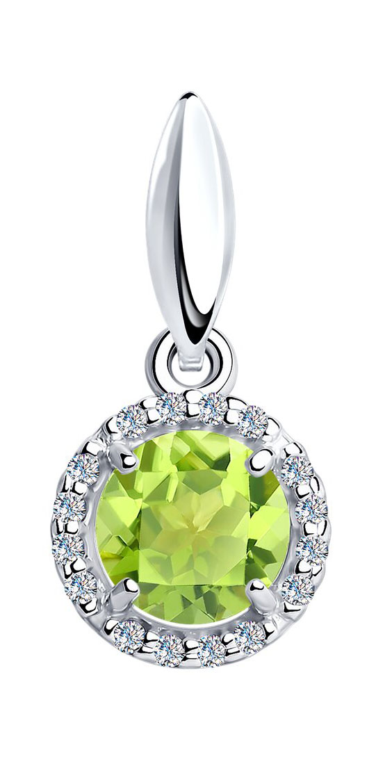 Серебряный кулон SOKOLOV 92030331_s c фианитом, хризолитом