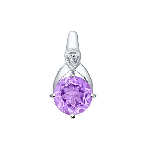 Серебряный кулон SOKOLOV 92030368_s c аметистом, фианитом