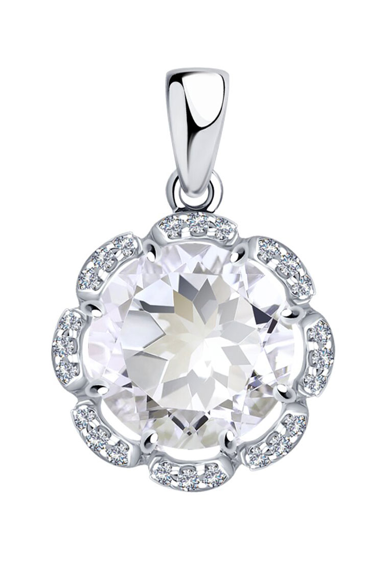 Серебряный кулон SOKOLOV 92030404_s c фианитом, хрусталем