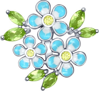 Серебряный кулон SOKOLOV 92030436_s c эмалью, фианитом, хризолитом