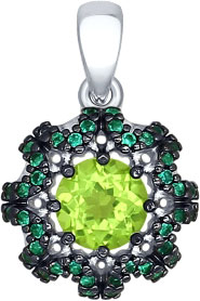 Серебряный кулон SOKOLOV 92030441_s c фианитом, хризолитом