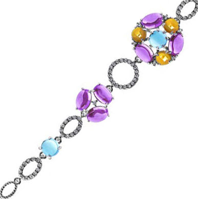 Серебряный браслет SOKOLOV 92050054_s_19 c аметистом, топазом, фианитом, цитрином