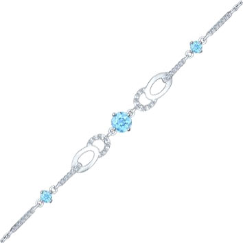 Серебряный браслет цепь SOKOLOV 92050104 с топазами, фианитами