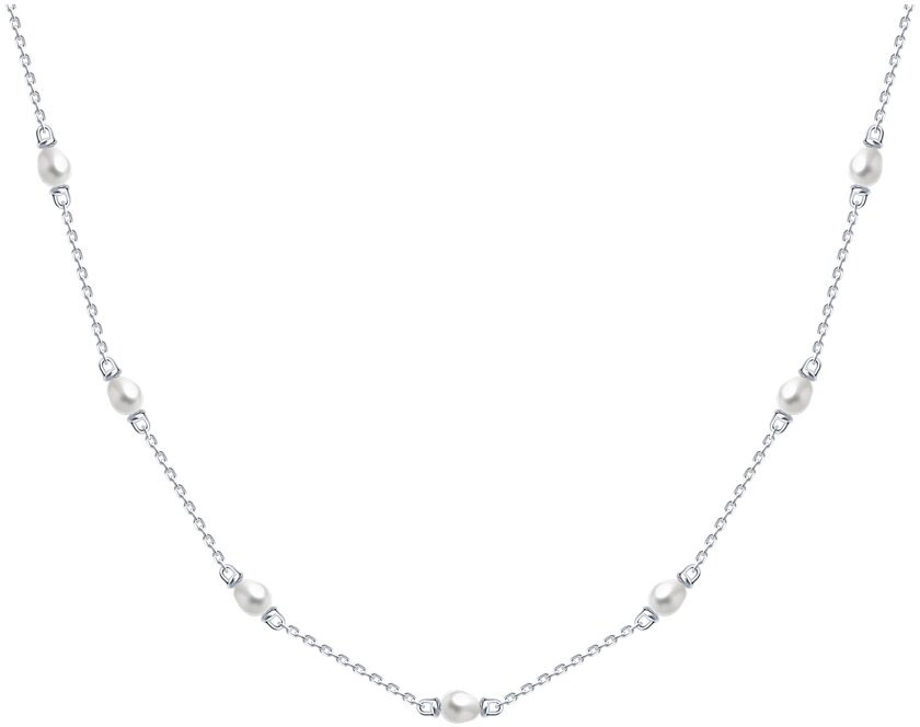 Серебряное колье цепь SOKOLOV 92070064 с барочным жемчугом