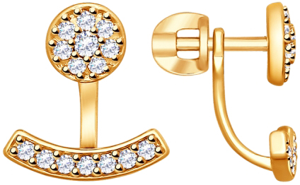 Серебряные серьги джекеты SOKOLOV 93020826 с фианитами