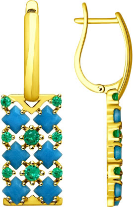 Серебряные длинные серьги SOKOLOV 93020842 с ситаллами, фианитами