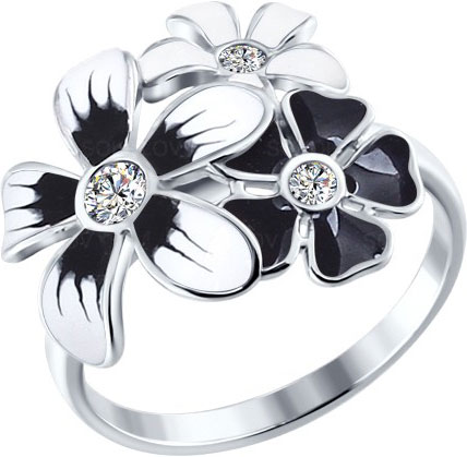 Серебряное кольцо SOKOLOV 94010404 с эмалью с фианитами