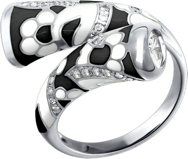 Серебряное кольцо SOKOLOV 94010996 с эмалью с фианитами