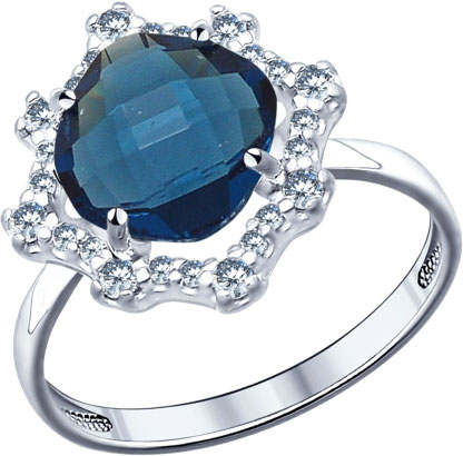 Серебряное кольцо SOKOLOV 94011528 с ювелирным стеклом, фианитами