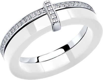Керамическое кольцо SOKOLOV 94011654 с фианитами