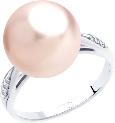 Серебряное кольцо SOKOLOV 94012916 с жемчугом Swarovski, фианитами
