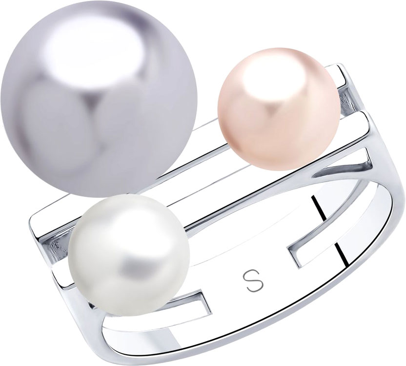 Серебряное кольцо SOKOLOV 94013056 с жемчугом Swarovski