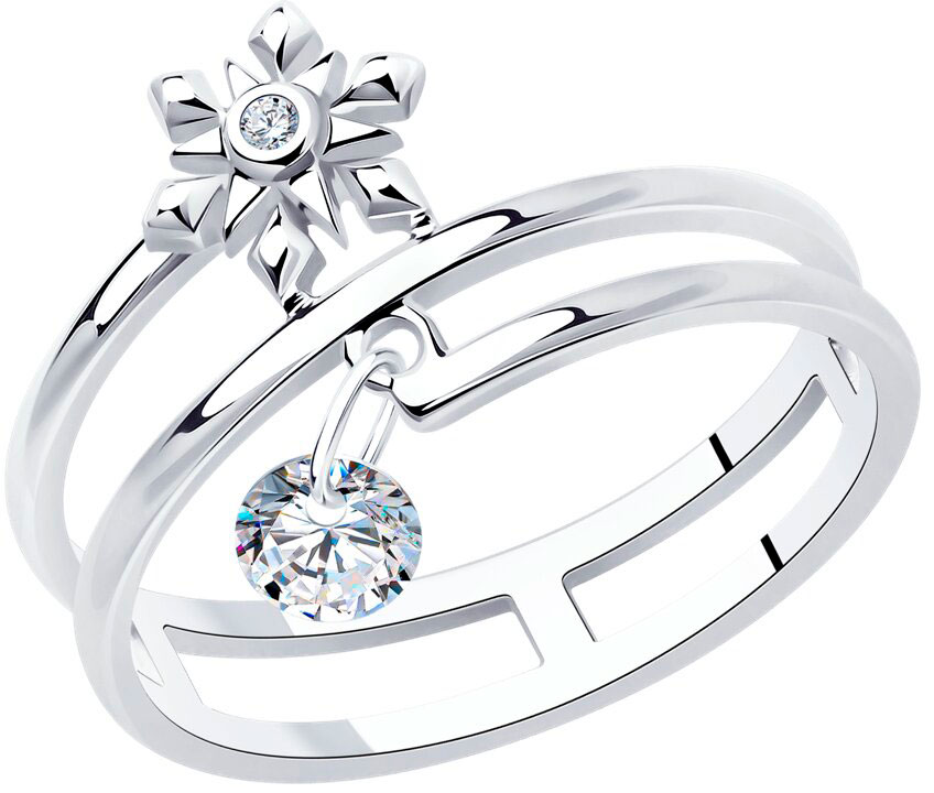 Серебряное кольцо с подвеской SOKOLOV 94013474 с фианитами