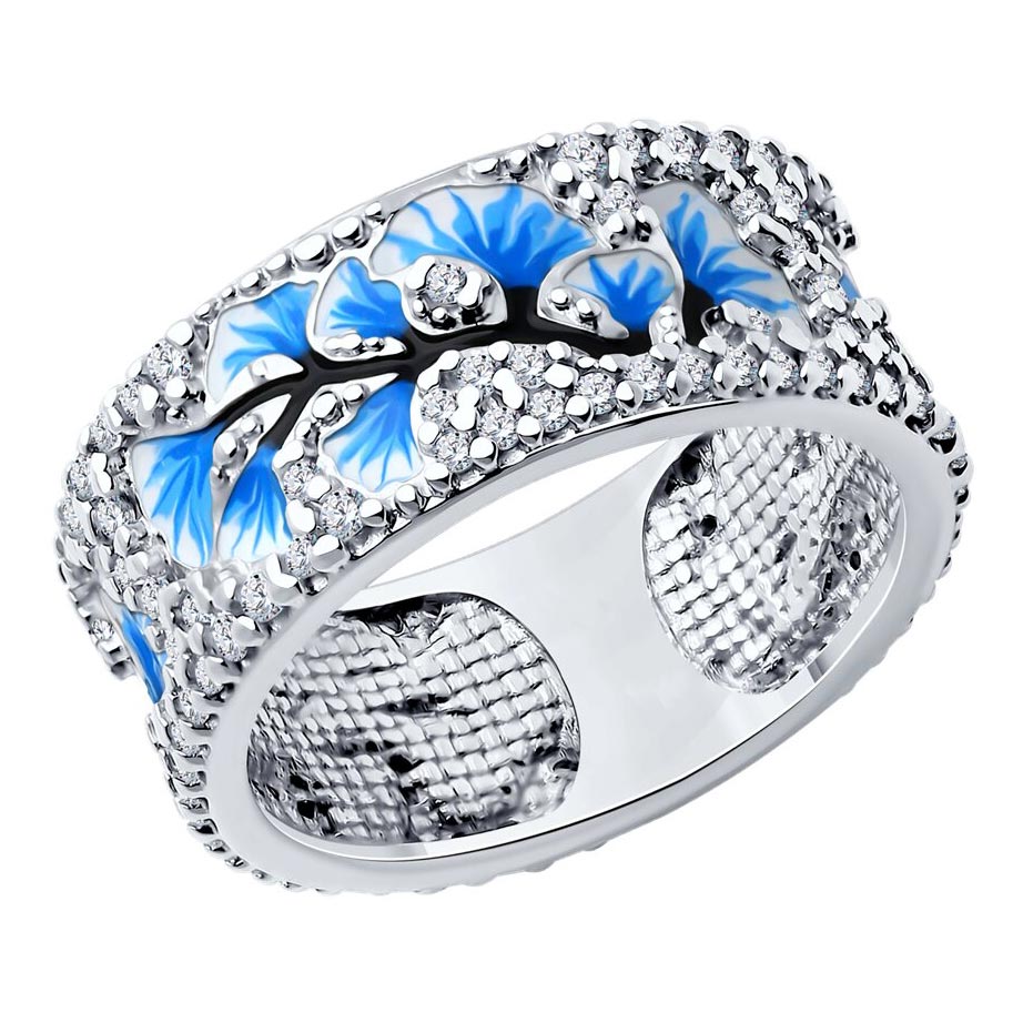 Серебряное кольцо SOKOLOV 94013877 c эмалью, фианитом