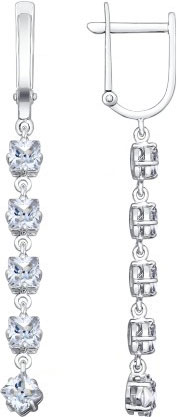 Серебряные длинные серьги SOKOLOV 94020516 с фианитами