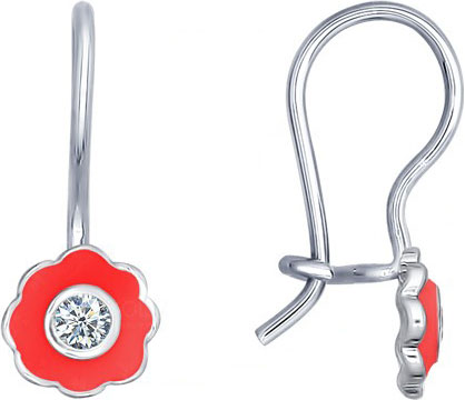 Детские серебряные серьги SOKOLOV 94021637 с эмалью, фианитами