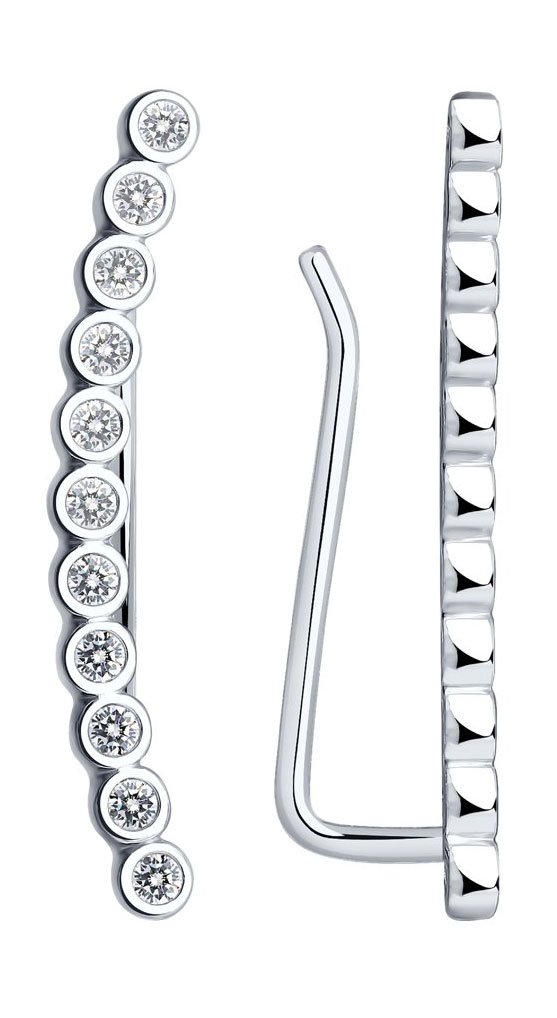 Серебряные серьги клаймберы SOKOLOV 94021769 с фианитами