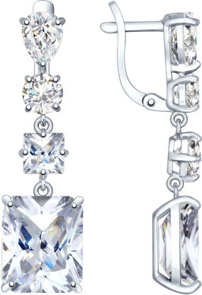 Серебряные серьги с подвесками SOKOLOV 94022205 с фианитами