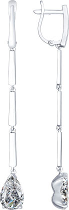 Серебряные длинные серьги SOKOLOV 94022281 с фианитами