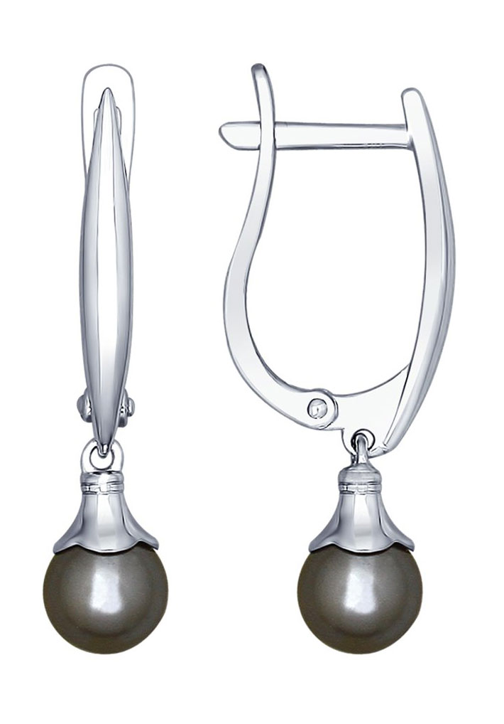 Серебряные серьги шарики SOKOLOV 94022473 с жемчугом Swarovski